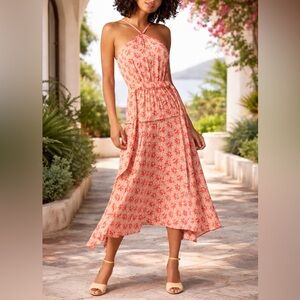 Joie Floral Halter Midi Dress Size 6 Sold Out $454 Boho Luxury